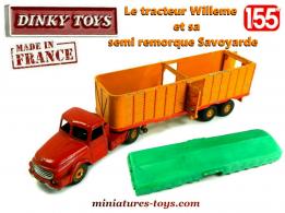 Le tracteur Willeme et sa semi remorque Savoyarde miniature de Dinky au 1/55e