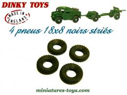 4 Pneus Dinky Toys 18/8 noirs striés pour miniatures militaires Dinky England