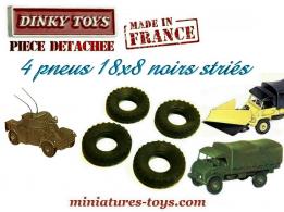 Lot de 4 pneus Dinky Toys 18/8 noirs et striés pour vos miniatures Dinky