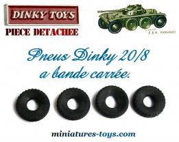 4 pneus Dinky Toys 20/8 noirs a bande carrée pour votre EBR Panhard Dinky