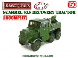 Le Scammel 6x6 dépanneuse militaire miniature de Dinky Toys au 1/50e incomplet