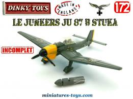 Le Junkers JU 87 B Stuka en miniature Dinky Toys england au 1/72e incomplet