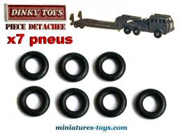 7 pneus Dinky Toys 15/8 noirs lisses pour la remorque porte char Dinky