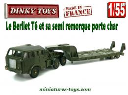 Le Berliet T6 et sa semi remorque porte char miniature Dinky Toys au 1/55e