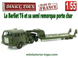 Le Berliet T6 et sa semi remorque porte char miniature Dinky Toys au 1/55e