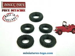 5 Pneus Dinky Toys 17/8 noirs a bande carrée pour camions Dinky Toys England