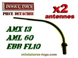 Les 2 antennes radio pour les AMX13 AML60 et EBR FL10 miniatures Dinky Toys