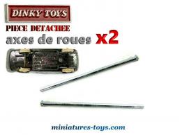 Lot de deux axes de roues en métal chromés pour miniatures Dinky Toys