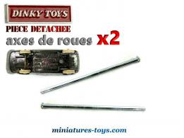 Lot de deux axes de roues en métal chromés pour miniatures Dinky Toys