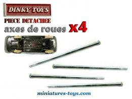 Lot de quatre axes de roues en métal chromés pour miniatures Dinky Toys