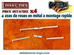 Lot de quatre axes rapides de roues en métal pour miniatures Dinky Toys