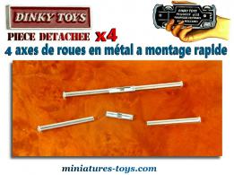 Lot de quatre axes rapides de roues en métal pour miniatures Dinky Toys