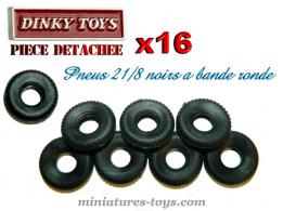 16 Pneus Dinky Toys 21/8 noirs a bande ronde pour vos miniatures Dinky