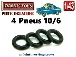 4 pneus Dinky Toys 10/6 noirs lisses pour voitures miniatures