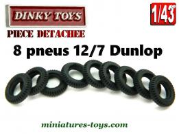 8 pneus Dinky Toys 12/7 noirs et striés Dunlop pour voitures miniatures Dinky