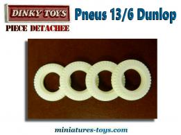 Les 4 pneus Dinky Toys 13/6 blancs striés pour voitures miniatures Dinky
