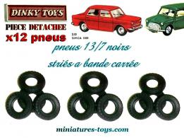 12 pneus Dinky Toys 13/7 noirs et striés pour vos voitures miniatures Dinky