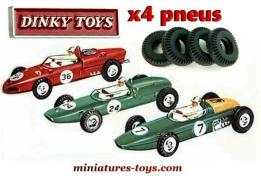 4 pneus Dinky Toys 14/6 noirs des voitures de courses miniatures Dinky GB