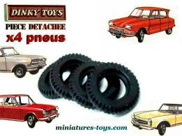 4 pneus Dinky Toys 14/7 noirs et striés pour vos voitures miniatures Dinky