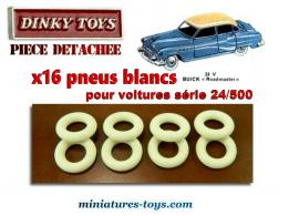 Lot de 16 pneus Dinky Toys 15/8 blancs lisses pour voitures Dinky séries 24/500