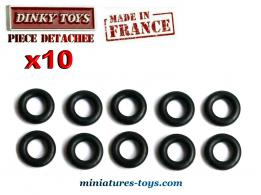 10 pneus Dinky Toys 15/8 noirs lisses pour voitures miniatures séries 24/500