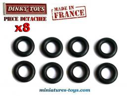 8 pneus Dinky Toys 15/8 noirs lisses pour voitures miniatures séries 24/500