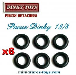 Les 6 pneus Dinky Toys 18/8 noirs et lisses pour miniatures Dinky