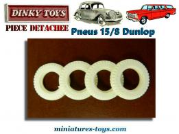 Les 4 pneus Dinky Toys 15/8 blancs striés pour voitures Dinky séries 24/500