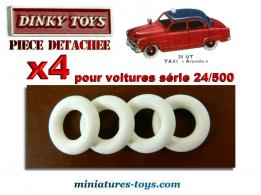 Lot de 4 pneus Dinky Toys 15/8 blancs lisses pour voitures Dinky séries 24/500