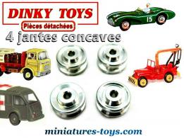 Lot de 4 roues concaves métal pour miniatures Dinky Toys