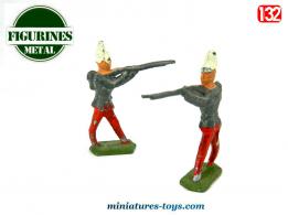 Deux figurines en plomb de fantassins des Dragons français de 1870 au 1/32e