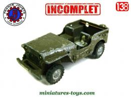 La Jeep militaire en miniature de France Jouets incomplète au 1/38e