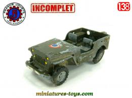 La Jeep militaire en miniature de France Jouets incomplète au 1/38e