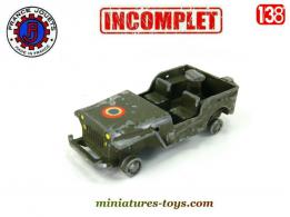 La Jeep militaire en miniature de France Jouets incomplète au 1/38e