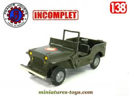 La Jeep militaire en miniature de France Jouets incomplète au 1/38e