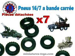 7 pneus 16/7 noirs a bande carrée pour camions Dodge miniatures France Jouets
