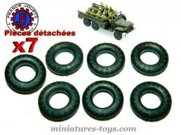 7 pneus 15/8 noirs et crantés a bande ronde pour Dodge miniatures France Jouets