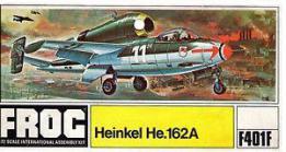 Le kit de l'avion a réaction allemand Heinkel He 162A Salamander de Frog 1/72e