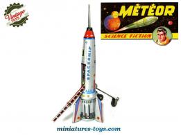 La fusée spatiale Skyexpress miniature en métal peint style jouet ancien