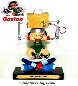 La figurine de Gaston Lagaffe et son Mastigaston réalisé en résine par Plastoy