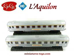 Un duo de voitures voyageurs longues de L'Aquilon miniatures par Gégé au HO H0
