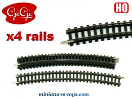 Un lot de 4 rails courbes pour trains miniatures par gégé France au H0