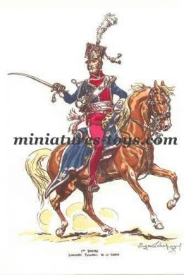 Une reproduction de gravure Napoléonienne Le Lancier Polonais a cheval