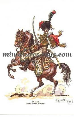 Une reproduction de gravure Napoléonienne Le chasseur a cheval de la garde