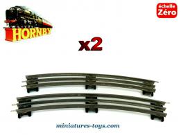 Un lot de deux rails courbes échelle 0 de la marque française Hornby
