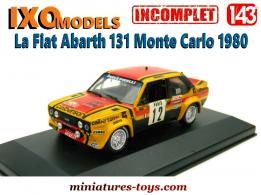 La Fiat Abarth 131 MonteCarlo en miniature par Ixo Models au 1/43e incomplète