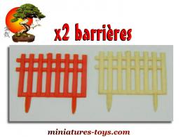 Les deux Barrières rouges et blanches du jardin japonais miniature vintage