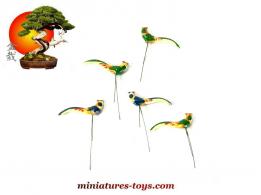 Les cinq oiseaux du jardin japonais miniature vintage