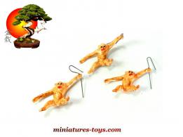 Les trois singes du jardin japonais miniature vintage