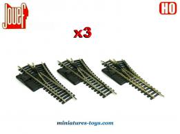 Trois aiguillages manuels droits a rails blancs Jouef pour train miniature au H0